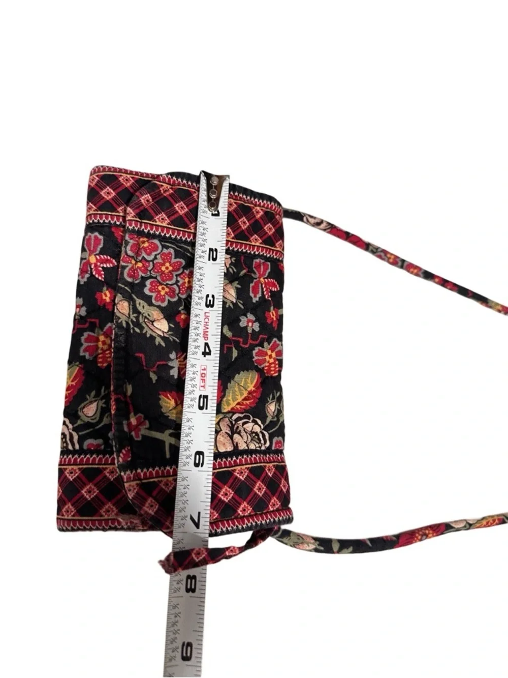 Vintage Vera Bradley Anastasia Floral Crossbody Black Red Roses Wallet Mini Bag - Picture 10 of 16